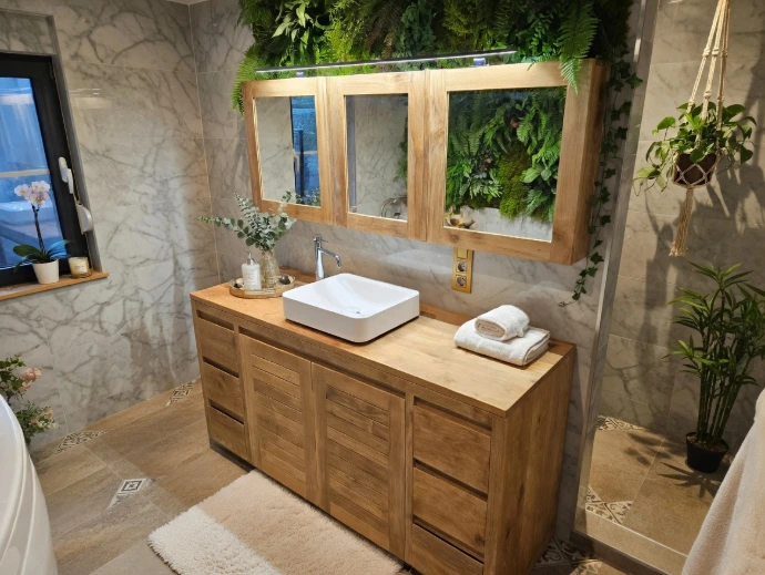 meuble salle de bain teck simple vasque