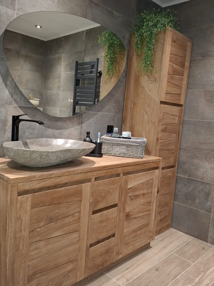 meuble salle de bain teck simple vasque