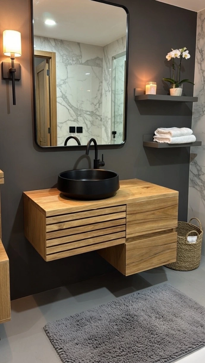 meuble salle de bain bois massif