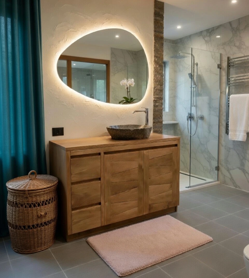 meuble salle de bain en bois massif